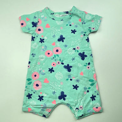 Girls Dymples, stretchy floral romper, butterflies, EUC, size 000,  