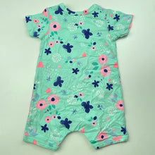 Load image into Gallery viewer, Girls Dymples, stretchy floral romper, butterflies, EUC, size 000,  