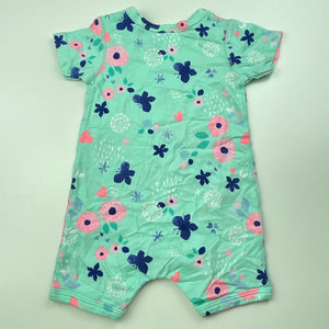 Girls Dymples, stretchy floral romper, butterflies, EUC, size 000,  