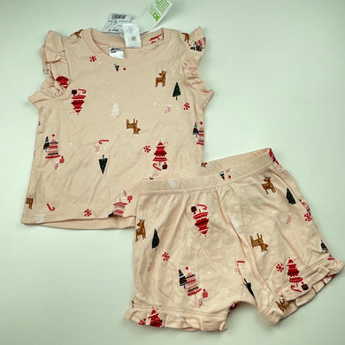 Girls Anko, Christmas cotton pyjama top & shorts, NEW, size 0,  