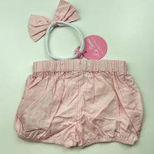 Load image into Gallery viewer, Girls La Sienna Couture, lightweight cotton shorts, elasticated, matching headband, NEW, size 00,  