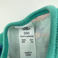 Load image into Gallery viewer, Boys Dymples, cotton zip coverall / romper, dinosaurs, FUC, size 000,  