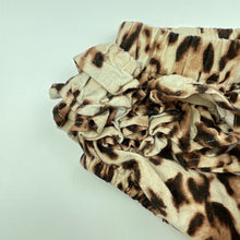 Load image into Gallery viewer, Girls Bardot Junior, leopard print linen blend ruffle bloomers / nappy cover, EUC, size 000,  