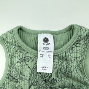 unisex Dymples, khaki ribbed cotton romper, EUC, size 000,  