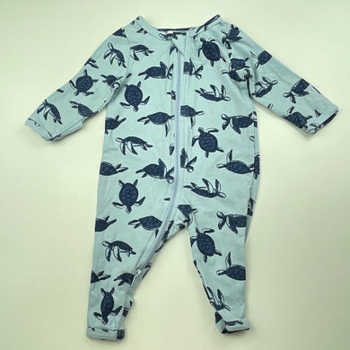 unisex Dymples, blue zip romper, turtles, GUC, size 000,  