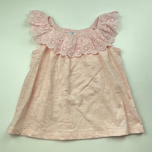 Load image into Gallery viewer, Girls Target, pink cotton top, broderie trim, FUC, size 2,  