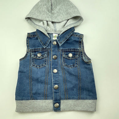 Boys Dymples, lightweight denim hooded vest, EUC, size 00,  