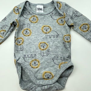 unisex Anko, soft feel bodysuit / romper, lions, EUC, size 0000,  