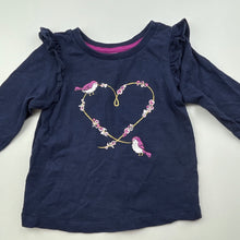 Load image into Gallery viewer, Girls Dymples, navy cotton long sleeve top, birds, EUC, size 00,  