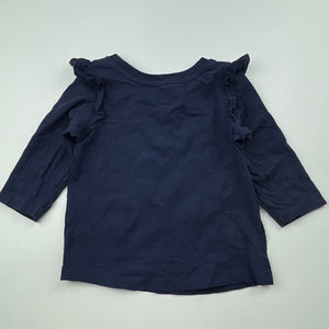 Girls Dymples, navy cotton long sleeve top, birds, EUC, size 00,  