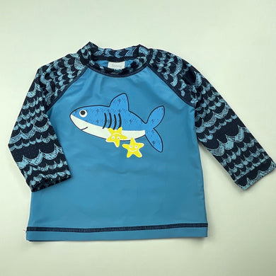Boys Teeny Weeny, long sleeve rashie / swim top, shark, EUC, size 0,  