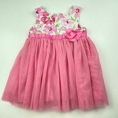 Girls Little Me, cotton lined floral & tulle party dress, EUC, size 12 months, L: 41cm