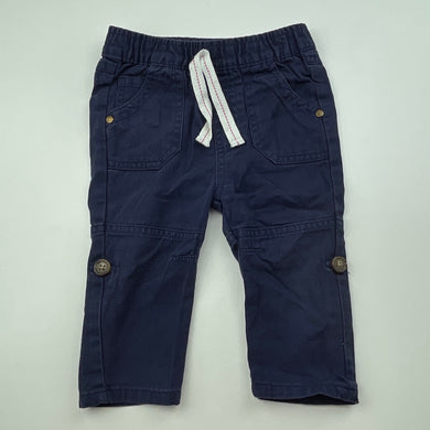 Boys Jainco, navy cotton pants, elasticated, GUC, size 0,  