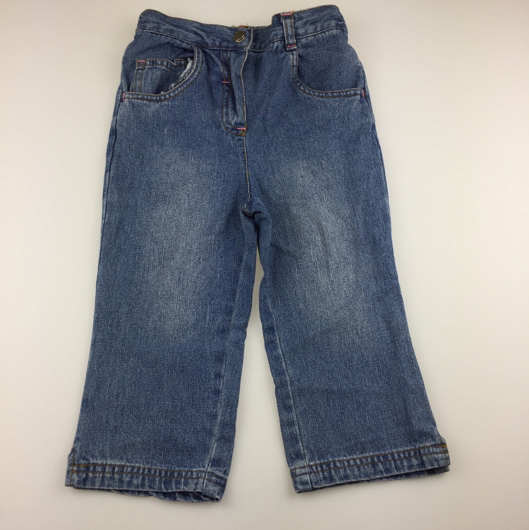 Girls H+T, blue denim jeans, elasticated, GUC, size 2