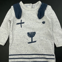 Load image into Gallery viewer, Boys Cotton On, grey &amp; blue romper, dog, FUC, size 000,  