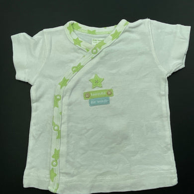 unisex Carters, white cotton short sleeve top, FUC, size 0000,  