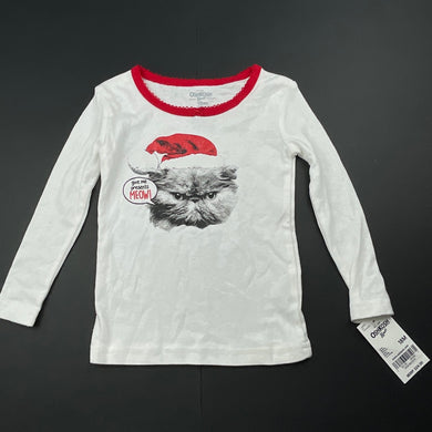Girls Osh Kosh, Christmas cotton pyjama top, cat, NEW, size 1-2,  