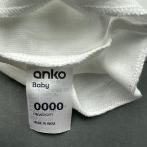 unisex Anko, set of 2 white cotton singlet tops, EUC, size 0000,  