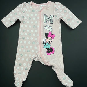 Girls Disney, Minnie Mouse zip coverall / romper, FUC, size 0000,  