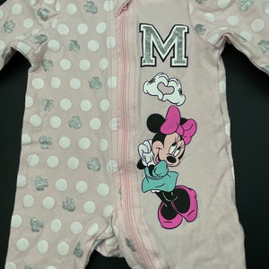 Girls Disney, Minnie Mouse zip coverall / romper, FUC, size 0000,  