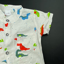 Load image into Gallery viewer, Boys Shaoxing, lightweight short sleeve shirt, dinosaurs, EUC, size 1,  