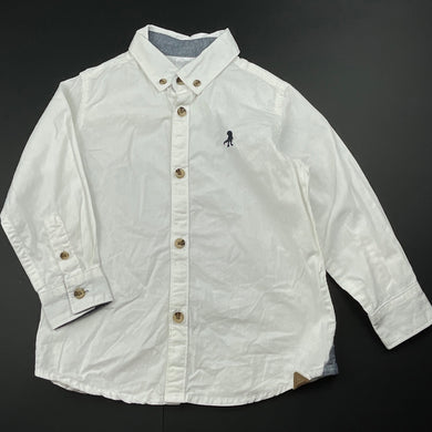 Boys Target, white cotton long sleeve shirt, dinosaur, EUC, size 3,  