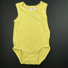 Load image into Gallery viewer, unisex Baby Berry, yellow stretchy singletsuit / romper, GUC, size 000,  