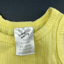 Load image into Gallery viewer, unisex Baby Berry, yellow stretchy singletsuit / romper, GUC, size 000,  