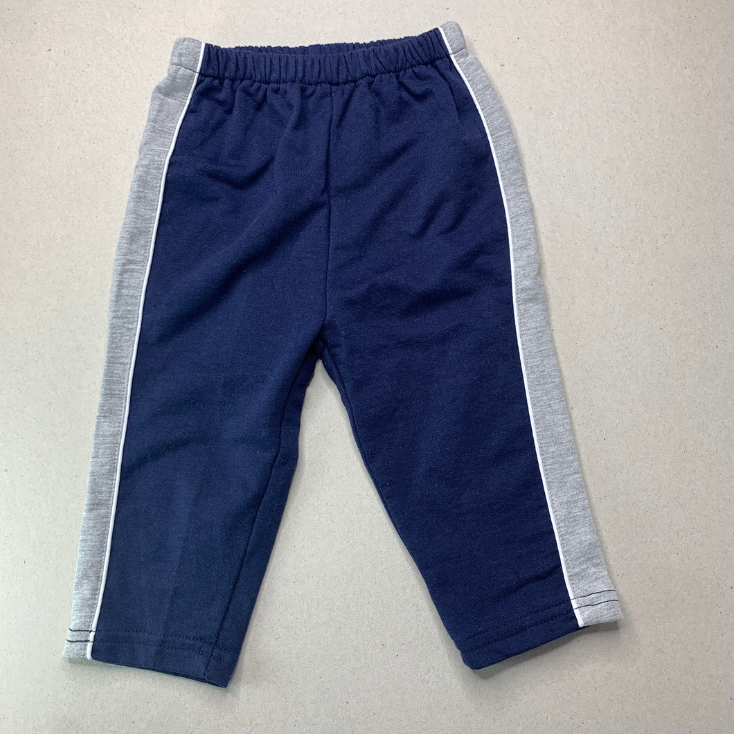 Boys lightweight, navy & grey track pants, elasticated, EUC, size 0,  
