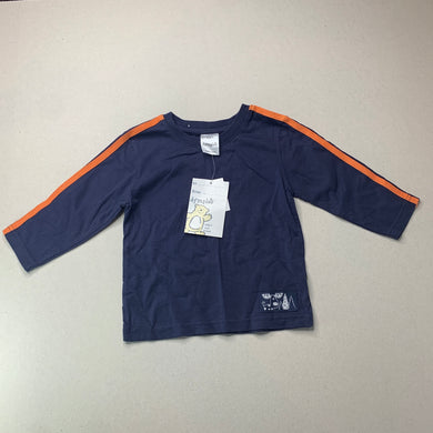 Boys Dymples, navy cotton long sleeve t-shirt / top, NEW, size 1,  