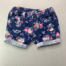 Load image into Gallery viewer, Girls Target, floral stretch cotton shorts, adjustable, FUC, size 0,  