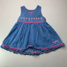 Load image into Gallery viewer, Girls embroidered, denim casual dress, FUC, size 00, L: 40cm