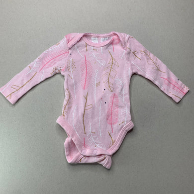 Girls Dymples, pink cotton bodysuit / romper, feathers, EUC, size 0000,  