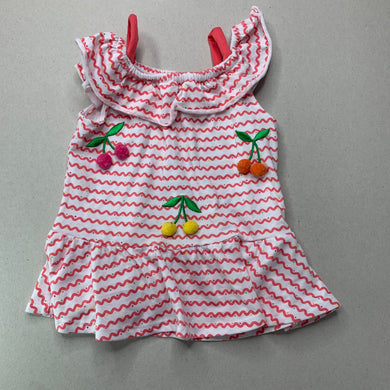 Girls Kids Headquarters, summer top, pom pom cherries, GUC, size 1-2,  
