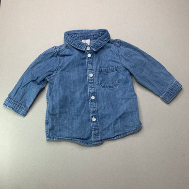 Boys H&M, blue denim long sleeve shirt, GUC, size 00,  