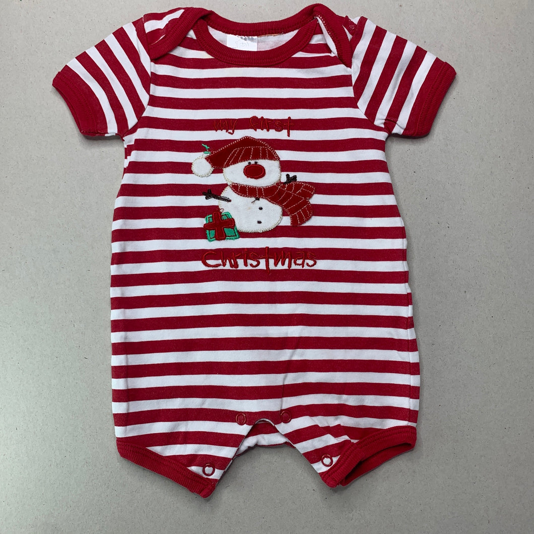 unisex Teeny Weeny, striped cotton Christmas romper, FUC, size 000,  