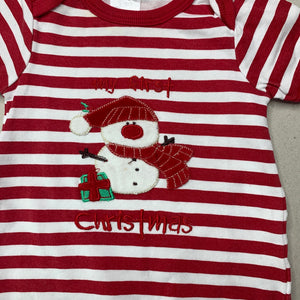 unisex Teeny Weeny, striped cotton Christmas romper, FUC, size 000,  