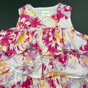 Girls Seed, tie dyed tiered cotton romper, GUC, size 00,  