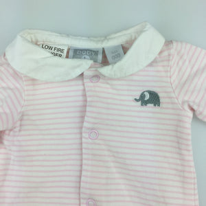Girls Baby World, soft stretchy pink & white stripe coverall / romper, EUC, size 000