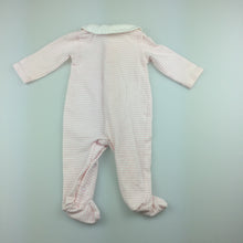Load image into Gallery viewer, Girls Baby World, soft stretchy pink &amp; white stripe coverall / romper, EUC, size 000