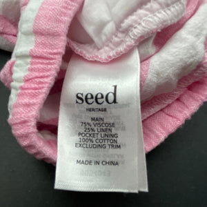 Girls Seed, pink stripe linen blend pants, elasticated, EUC, size 00,  