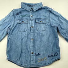 Load image into Gallery viewer, Boys Zara, lined chambray cotton long sleeve shirt, GUC, size 2-3,  