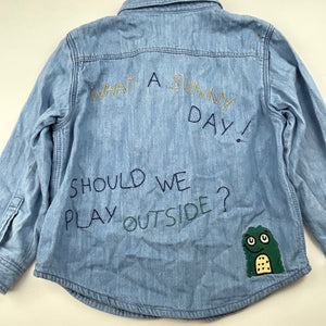 Boys Zara, lined chambray cotton long sleeve shirt, GUC, size 2-3,  