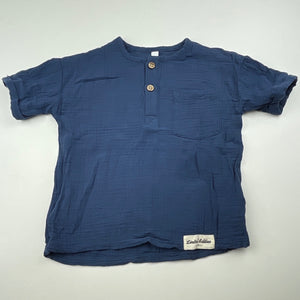 Boys KID, navy crinkle cotton top, FUC, size 1,  