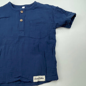 Boys KID, navy crinkle cotton top, FUC, size 1,  