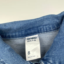 Load image into Gallery viewer, Girls Anko, blue stretch denim jacket, GUC, size 8,  