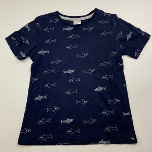 Boys Target, navy cotton t-shirt / top, sharks, EUC, size 4,  