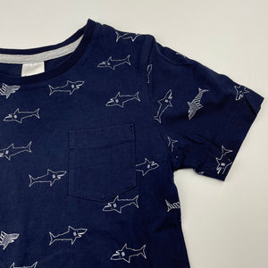 Boys Target, navy cotton t-shirt / top, sharks, EUC, size 4,  