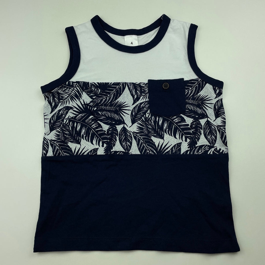 Boys Target, navy & white cotton singlet / tank top, EUC, size 4,  