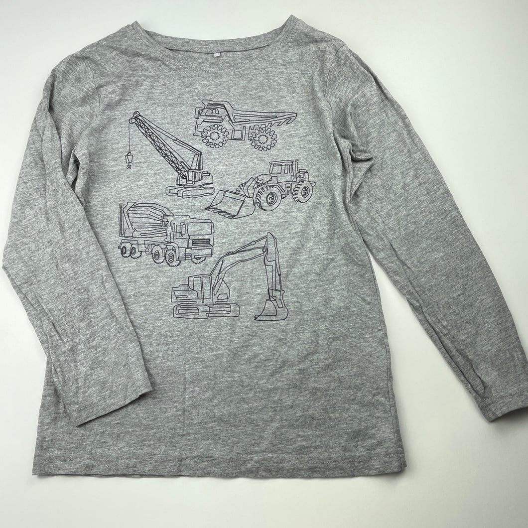 Boys Anko, grey long sleeve t-shirt / top, diggers, GUC, size 7,  